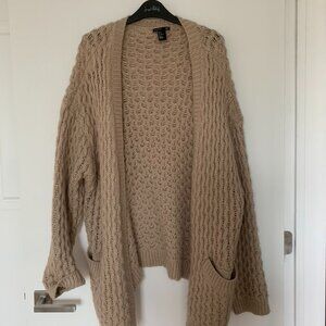 Oversized chunky taupe or tan knit cardigan
